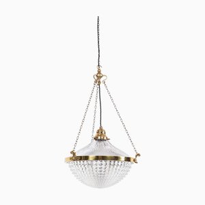 Large Antique Crystal Blondel Stiletto Pendant Light from Holophane, 1890s