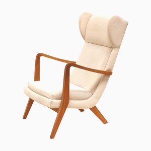 Sillón danés vintage con tapicería crema, años 60