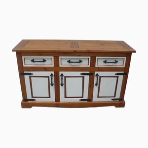 Mostrador de cocina estilo cabaña vintage de madera natural, años 80