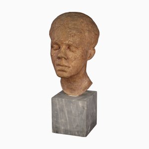 Italian Artist, Figurative Sculpture, Terracotta with Marble Base, 1960
