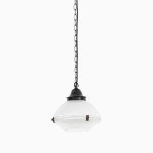 Antique 2-Part Glass Pendant Light from Holophane, 1920s