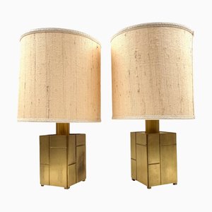 Hollywood Regency Brass Table Lamps, Italy, 1970s, Set of 2