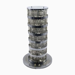 Lampe de Bureau Cylindrique en Verre Acrylique et Chrome, Italie, 1970s