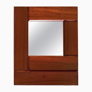 Miroir Hollywood Regency en Bois Padouk, Italie, 1970s