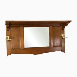 Attaccapanni Art Déco in quercia e ganci in ottone, anni '30