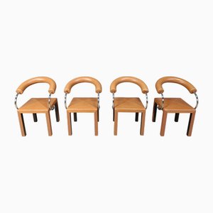 Vintage Leather Arcosa Chairs by Paolo Piva for B&B Italia, 1980s, Set of 4