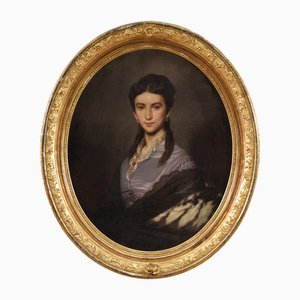 Johann Grund, Ritratto di signora, 1869, Olio su tela, con cornice