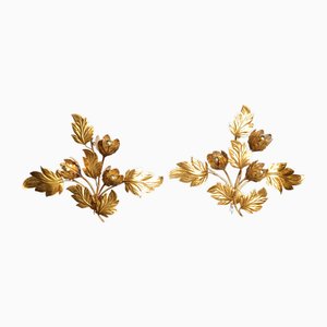 Vintage Leaf Wall Lights by Hans Kögl, 1970s, Set of 2