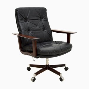 Sedia da scrivania vintage in pelle di Arne Vodder per Sibast, Danimarca, 1960