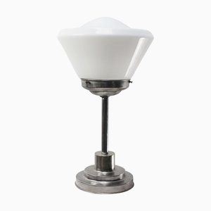 Lampe de Bureau Cône en Verre Opalin Art Déco