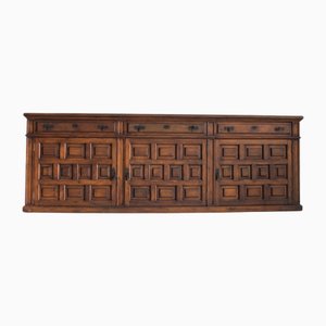 Spanish Brutalist Sideboard in Carved Wood