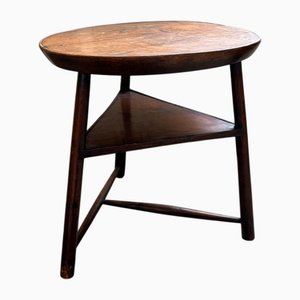 Mesa auxiliar trípode antigua de madera, finales del siglo XVIII