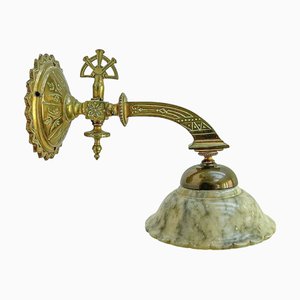 Applique Murale Vintage en Bronze et Marbre, 1920s