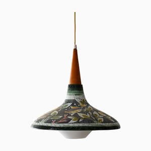 Bemalte Keramik Hängelampe von Tilgmans, 1950er