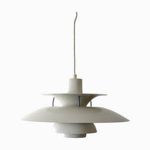 Lámpara colgante PH 5 en blanco de Poul Henningsen para Louis Poulsen, años 60