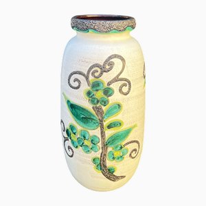 Vaso Mid-Century modello 284-53 in ceramica lavica con uccelli e fiori di Scheurich Keramik, anni '60-'70