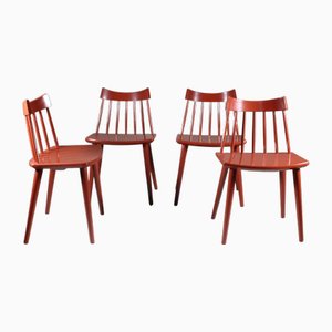 Vintage Scandinavian Red Chairs from Hagafors, Set of 4