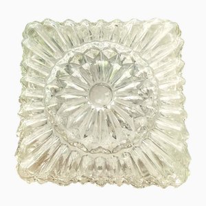 Square Clear Crystal Glass Ceiling Light, 1960s