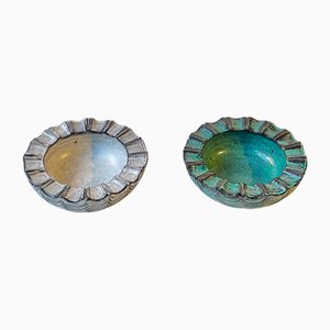 Spiderweb Bowls in Ash-Glazes by Nils Kähler for Hak, 1960s, Set of 2