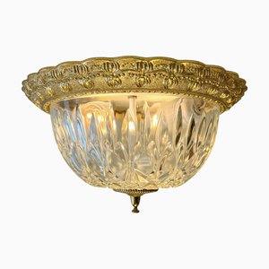 Lampada da incasso in ottone e vetro, anni '60
