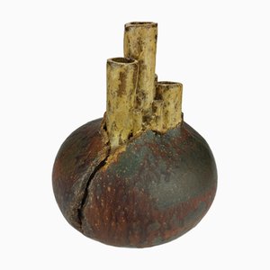 Brutalist Studio Pottery Chimney Vase, 1970s