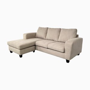 Divano ad angolo reversibile in tessuto beige