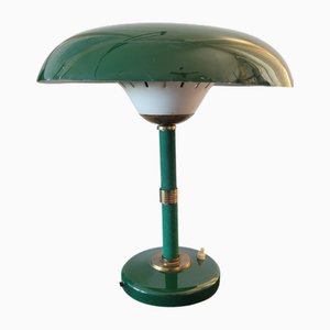 Green and Brass Table Lamp in the style of Stilnovo, Italy, 1950s-1960s
