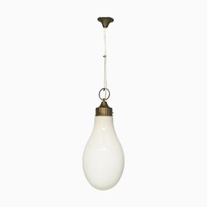 Italian Mid-Century Modern White Glass Chandelier, 1960s