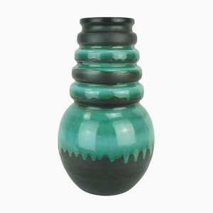 Mid-Century Modern Floor Vase in Emerald Green and Anthrazite from Scheurich Keramik