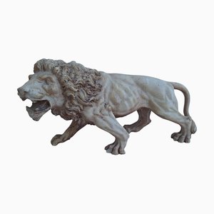 Lion Statue, 1800s, Alabaster