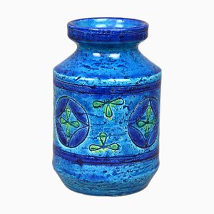 Ceramic Vase in Blue Rimini by Aldo Londi for Bitossi, 1960s
