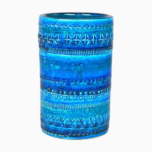 Jarrón Rimini Collection en azul de Aldo Londii para Bitossi, Italia, años 60