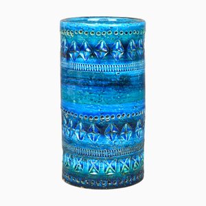 Jarrón Rimini Collection en azul de Aldo Londii para Bitossi, Italia, años 60