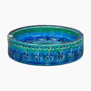 Blauer Rimini Keramik Aschenbecher von Aldo Londi für Bitossi, 1960er
