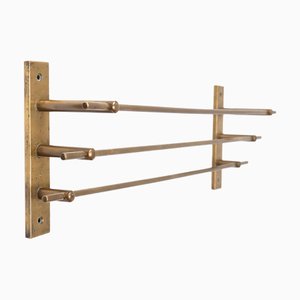 French Brass Wall Rack, 1940s