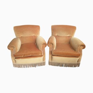 Vintage Italian Living Room Set in Velvet, 1950s, Set of 3