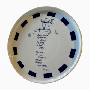Piet Hein Quote Dish in White Porcelain, 1990s