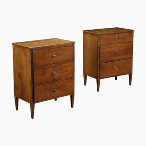 Neoclassical Walnut Bedside Tables, Set of 2
