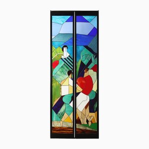 Porte Double en Verre Vitrail