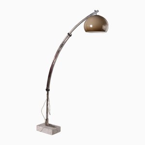 Lampada da terra vintage in alluminio e marmo, Italia, anni '70