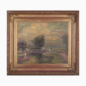 Eugène-Louis Gillot, Scene of Rural Life, Oil on Canvas, Framed