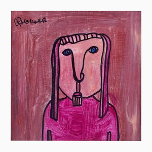 Kjell Hobjer, Figura de estilo naïve, 2003, Óleo sobre tabla