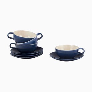 Blå Blanche Teetassen und Untertassen von Gertrud Lönegren für Rörstrand, 1960er, 8er Set