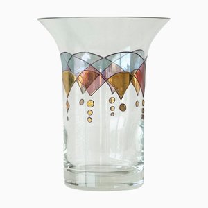 Vintage Harlequin Art Glass Vase, 1980s