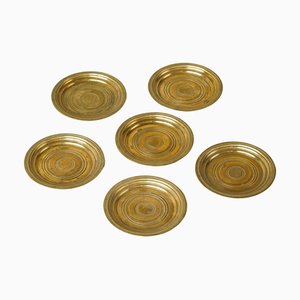 Mid-Century Modern Coasters in Patinated Brass, 1950s, Set of 6