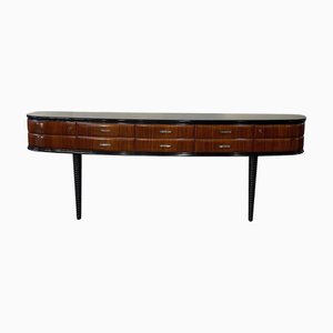 Console Table in Wood with Glass Handles and Brass Keys by Dassi, 1950