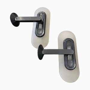 Jill Wall Sconces in Frosted Glass and Steel from Arteluce, 1970s, Set of 2