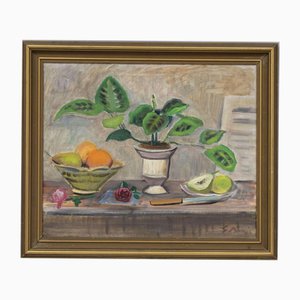 Artista sueco, Bodegón de frutas, Mediados del siglo XX, Pintura al óleo, Enmarcado