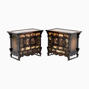 Chinese Elm Apothecary Cabinets, Set of 2