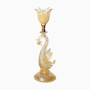Swan Table Lamp in Murano Glass and 24 Karat Gold by Archimede Seguso, Italy 1950s